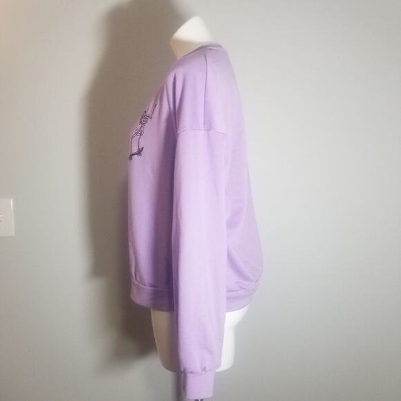 Shein Light Purple Skateboarding Skeletons Sweatshirt - Picture 2 of 8